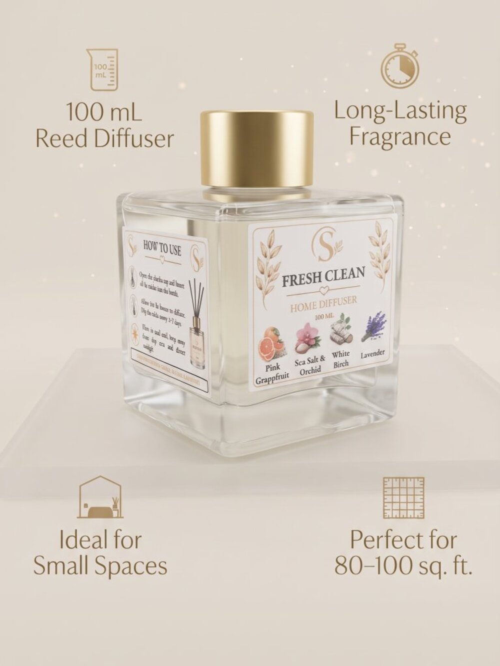 Home Reed Diffuser - Fresh Clean 100ML - Picture 2 of 11